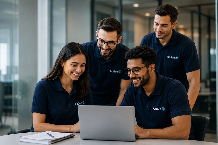 Equipe da Active BI analisando um projeto em conjunto